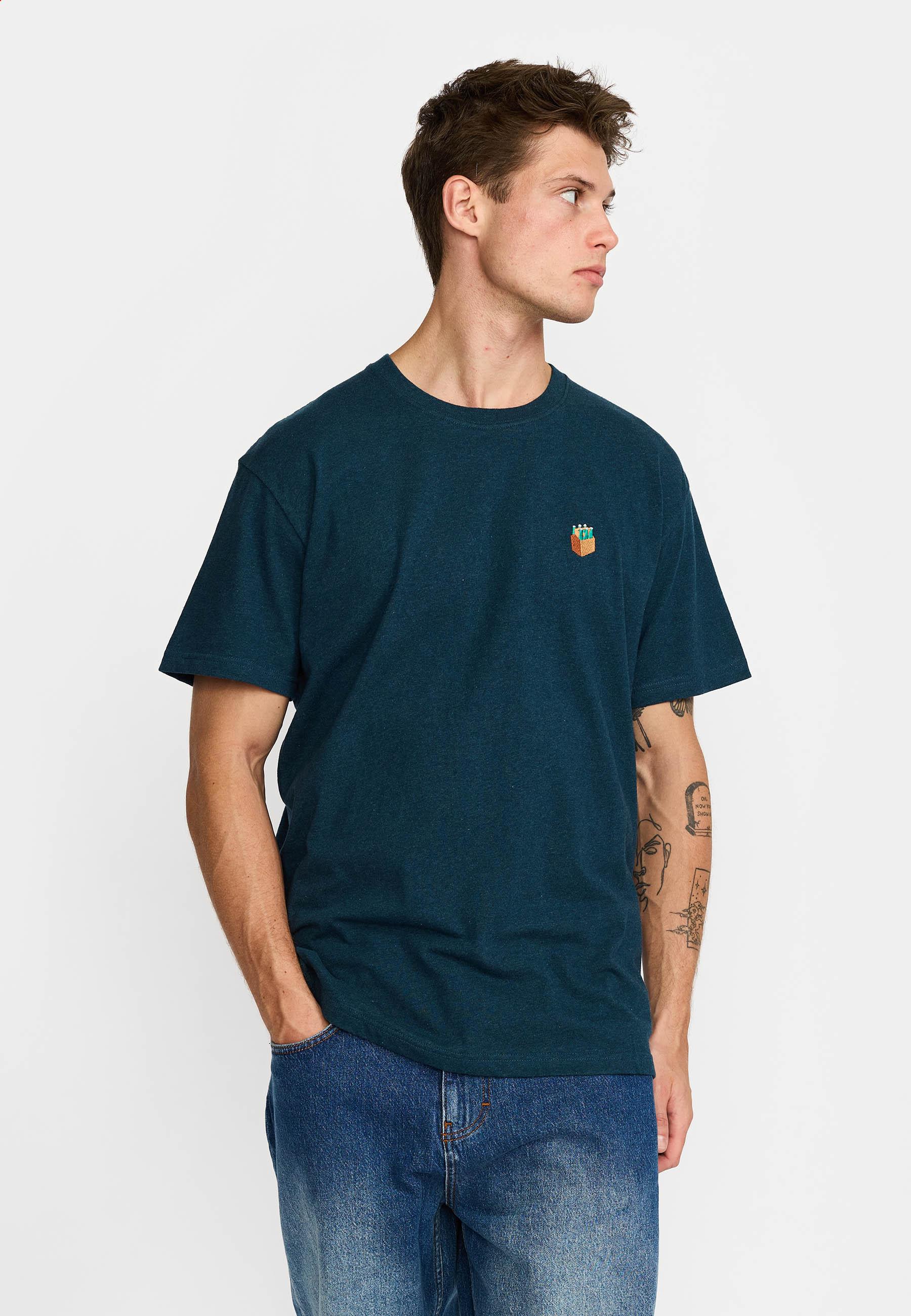 Revolution Burgundy Melange Sechserträger Application T-Shirt Herren dunkelrot